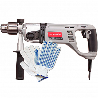 Дрель ударная Интерскол ДУ-22/1200ЭРП2 + Перчатки хозяйственные