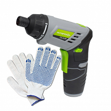 Аккумуляторный шуруповерт Интерскол ОА-3.6Ф кейс + Перчатки хозяйственные