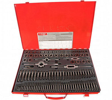 Набор метчиков и плашек ЗУБР 110 предметов,  сталь 9ХС 28119-H110_z01