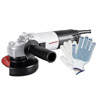 Угловая шлифовальная машина УШМ-125/900 Интерскол + Перчатки хозяйственные