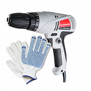 Дрель-шуруповерт Интерскол ДШ-10/260Э + Перчатки хозяйственные