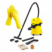 Пылесос для сухой и влажной уборки KARCHER WD 3 Car Vac + латексные хозяйственные перчатки