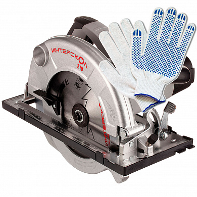 Пила циркулярная ДП-210/1900ЭМ Интерскол + Перчатки хозяйственные